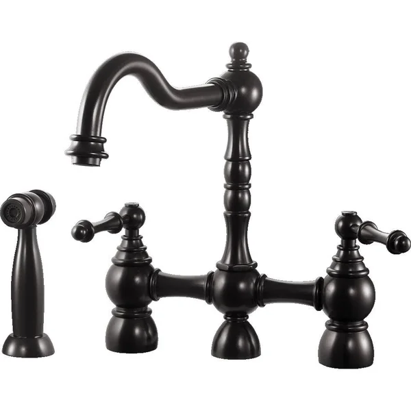 Houzer Lexington Traditional Bridge Kitchen Faucet with Sidespray and CeraDox Technology - Oil Rubbed Bronze (lexbs-956-ob)