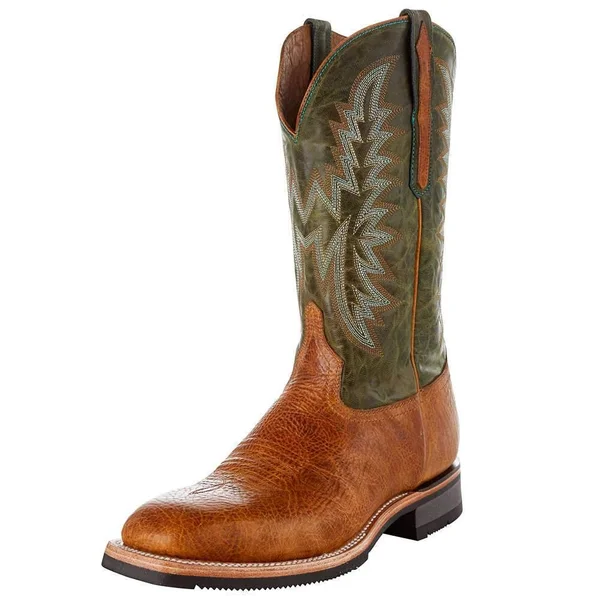 Men's Lucchese Rudy Cognac Cowhide 12& Green Cowhide Top Barn Boot - 681032