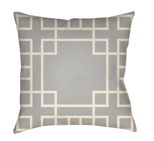 20x22 Fossil Gray and White Shanghai Links Patterned Square Throw Pillow Cover