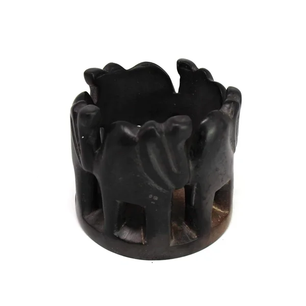 Circle of Elephants Soapstone Sculpture - Dark Stone