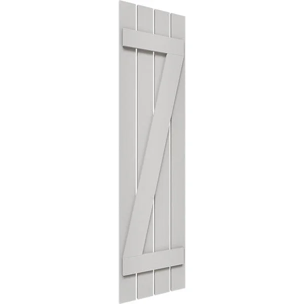 Ekena Millwork FBS06Z23X056RUF 23x22W x 56x22H Rustic Four Board Spaced Board-n-Batten Faux Wood Shutters w/Z-Board (Per Pair)