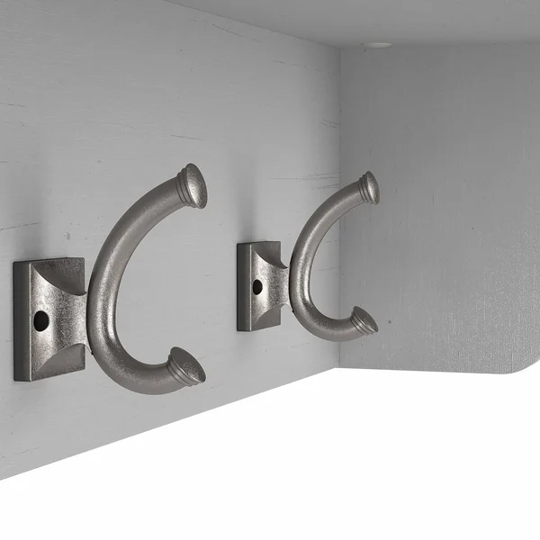 kathy ireland Home Woodland - Storage bench and wall coat rack set - 12 hooks - laminated engineered wood - white ash