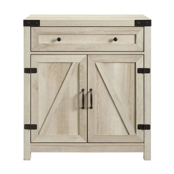 The Gray Barn 30-Inch Rustic Barn Door Accent Cabinet (Grey Wash)
