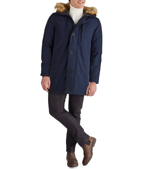 Guess Faux-Fur-Trimmed Hooded Heavyweight Parka - Mens, M, Red