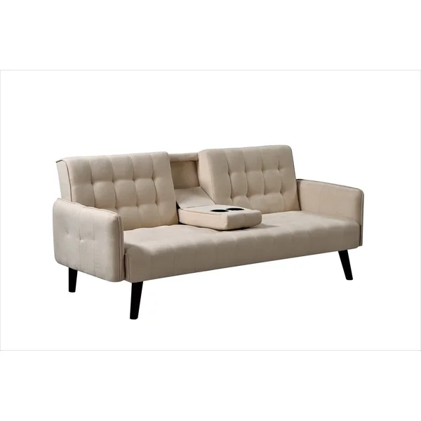 Hash Tufted Upholstered Futon Sleeper - Beige