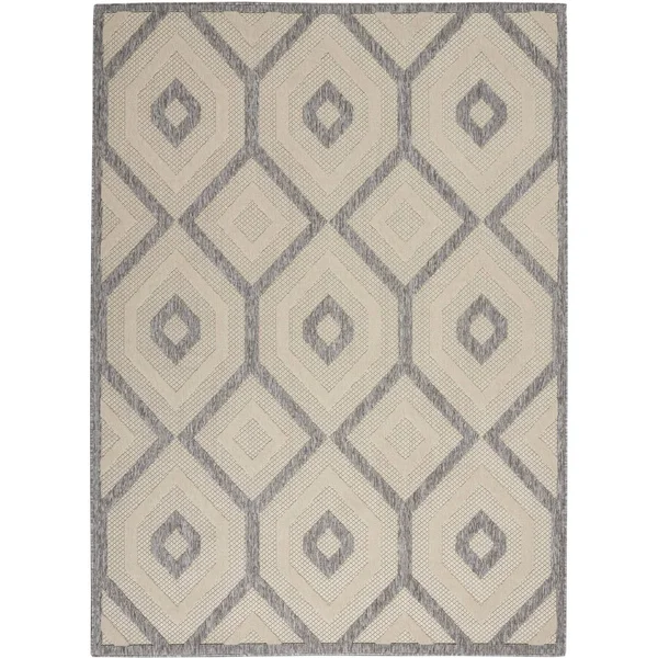 6'x9' Rectangle Indoor and Outdoor Loomed Geometric Area Rug Off-White - White - Nourison