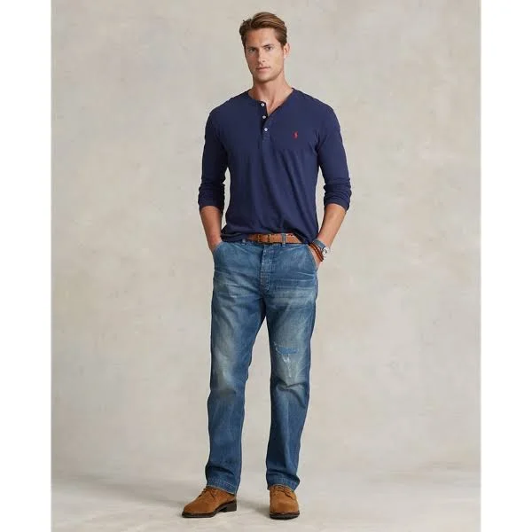 Polo Ralph Lauren Men's Long Sleeve Henley T-Shirt - Blue - X-Large