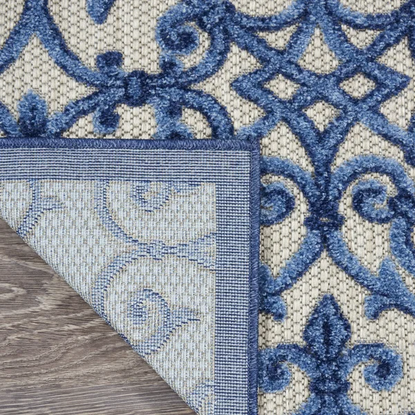 Nourison Aloha Runner ALH21 Area Rug - Ivory Blue, 4& x Round