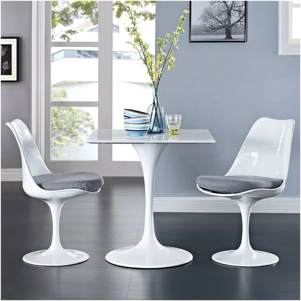 Modway Lippa 28x22 Square Wood Top Dining Table - White