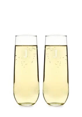 Cathy&s Concepts Personalized Set of Two Stemless Champagne Toasting Flutes