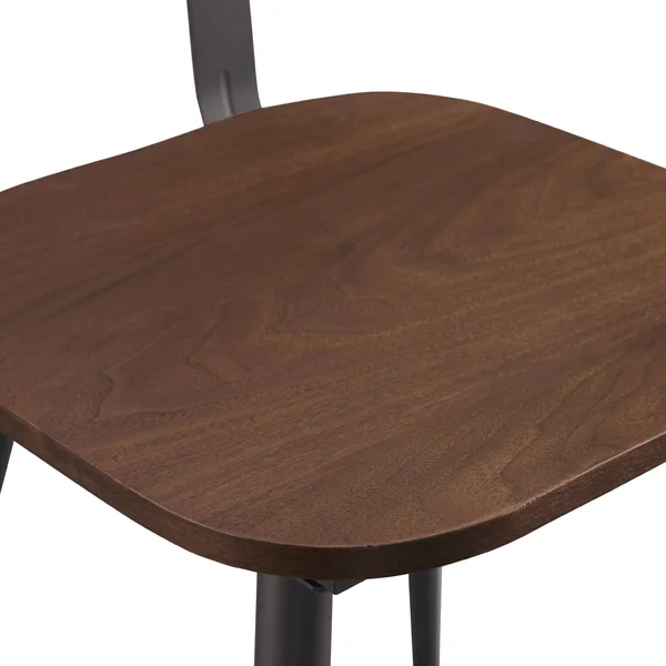 Walker Edison Industrial Mesh Back Dining Chair Dark Walnut (Set of 2)
