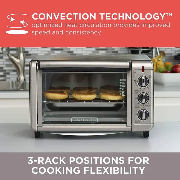 Black+decker TO3230SBD 6-Slice Convection Countertop Toaster Oven, Includes Bake
