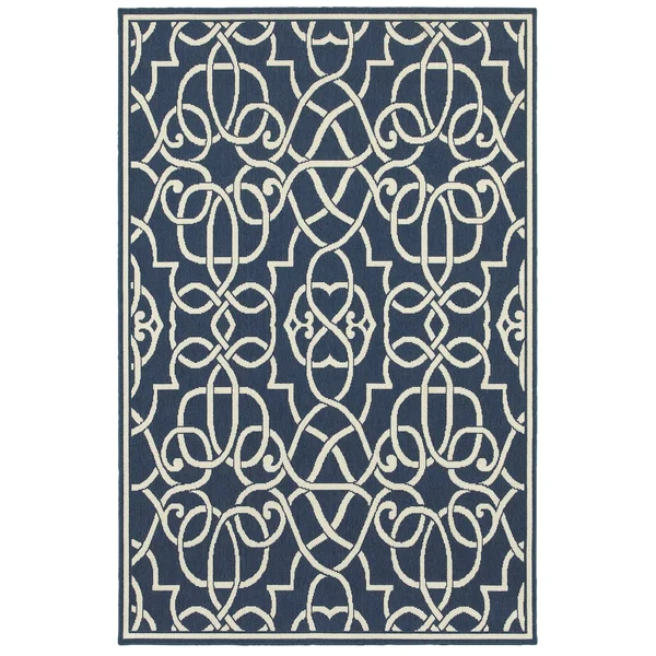 Oriental Weavers Meridian 2205B 5&3x22 x 7&6x22 Navy Area Rug