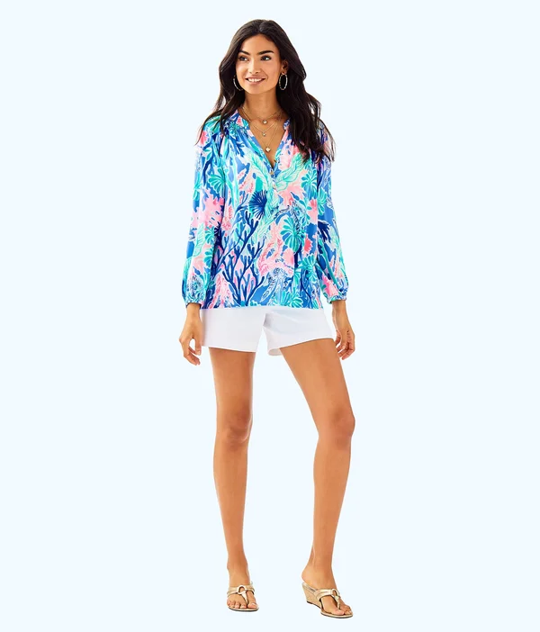 Lilly Pulitzer Elsa Top Women's Blouse Multi Jet Stream : Xxs