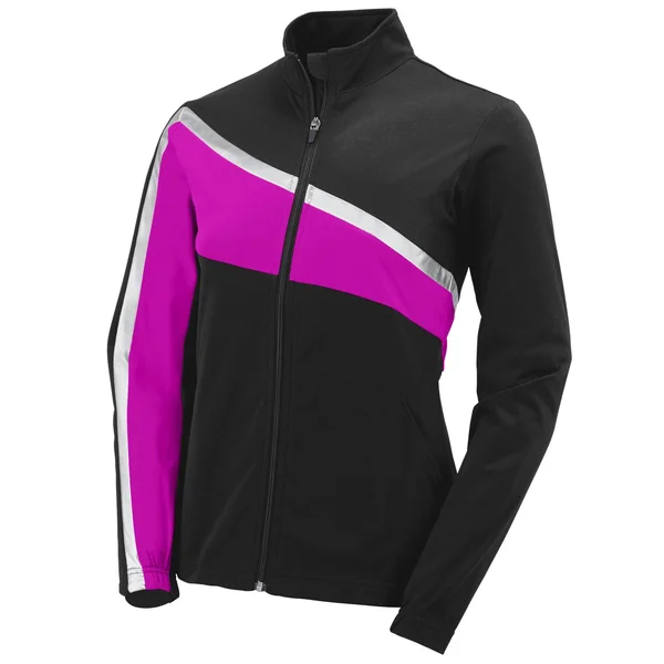 Augusta Sportswear 7735 Ladies Aurora Jacket - Black/Power Pink/Metallic Silver, S