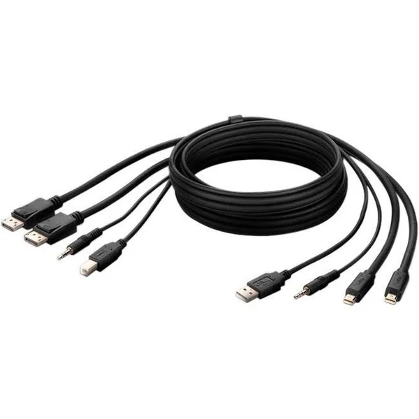 Belkin Dual Mini DisplayPort to DisplayPort + USB A-B + Audio Passive Combo KVM Cable