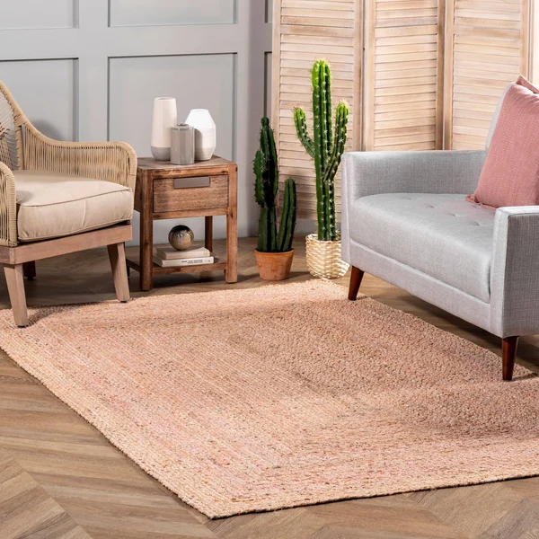 nuLOOM Hand Braided Otelia Denim and Jute Area Rug - 8& x 10&, Beige