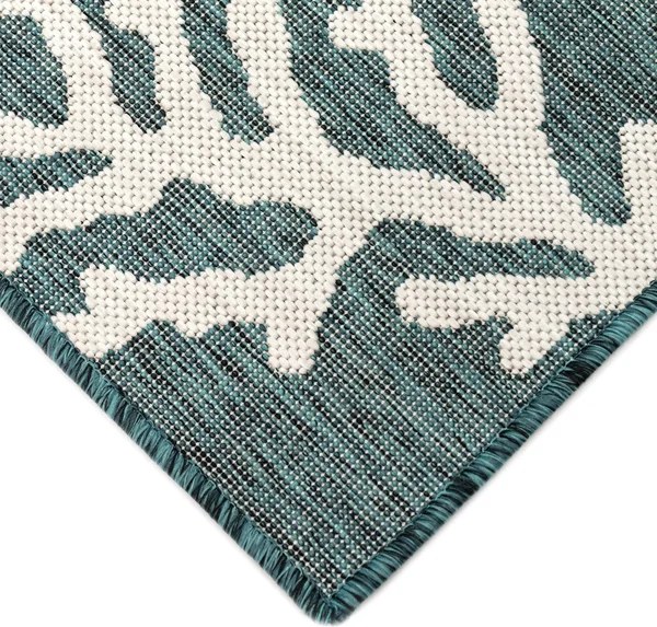 Liora Manne Carmel Coral Indoor/Outdoor Rug Teal 4&10x22X7&6x22