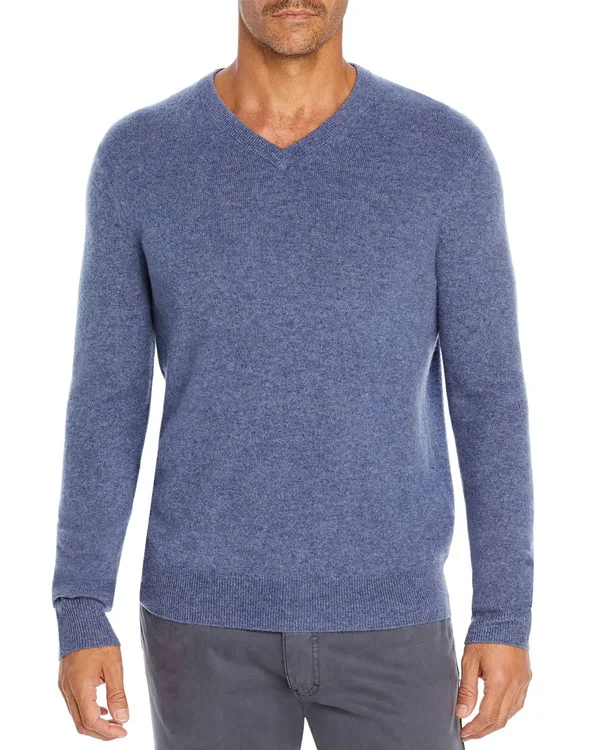 Bloomingdale&s Ivory Cashmere V-Neck Sweater - US Medium