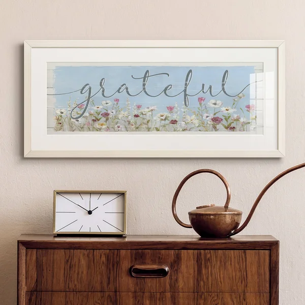 Bloomin Around Grateful-Premium Gallery Framed Print - Wood - White