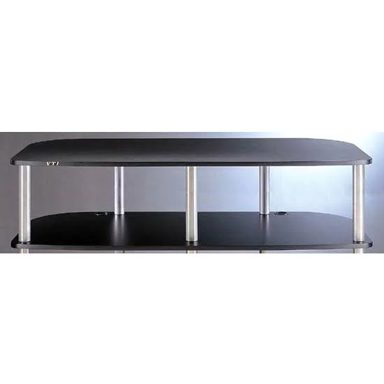 VTI Additional 11inch H Shelf for The AR Series 3 Shelf TV/AV Stand w/ Casters, Black Shelf w/ Black Poles, shown with Black She