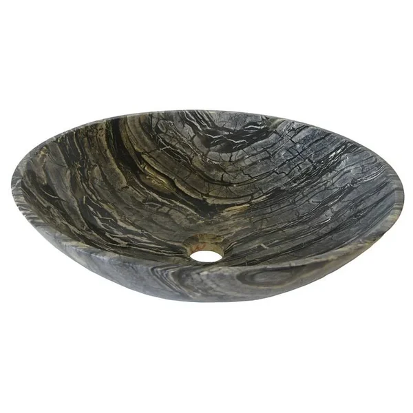 Novatto Lunar Marble Vessel Sink & Chrome Umbrella Drain