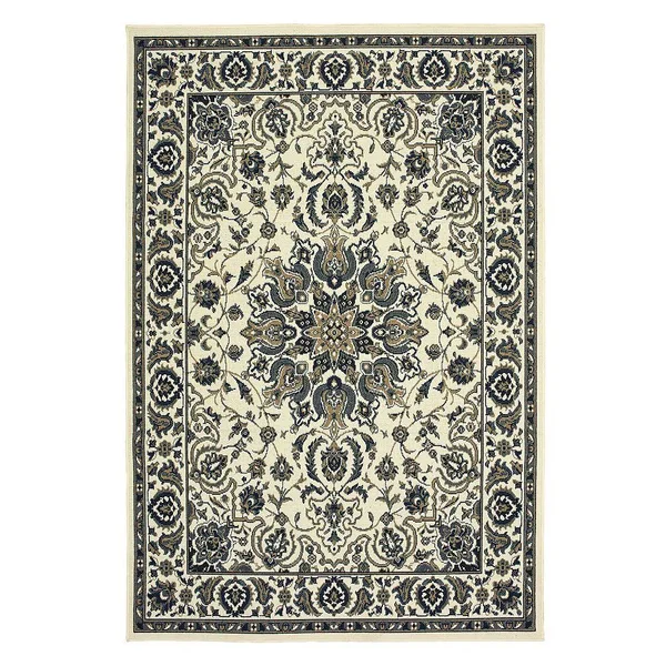 StyleHaven Mainland Traditional Framed Floral Indoor Outdoor Rug, White