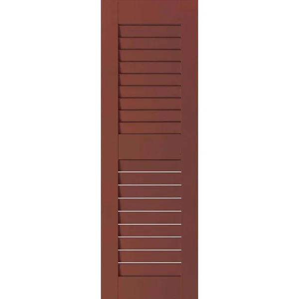 Ekena Millwork 12 in. x 52 in. Exterior Real Wood Western Red Cedar Open Louvered Shutters Pair Country Redwood