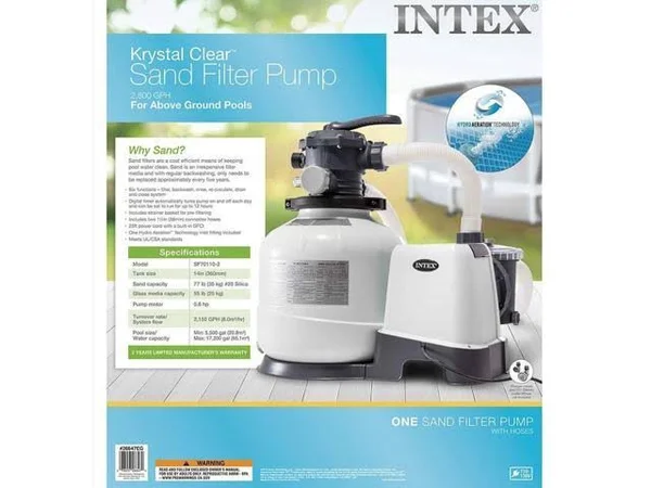 Intex - 2800 GPH Above Ground Pool Sand Filter Pump with Deluxe Pool Maintenance Kit