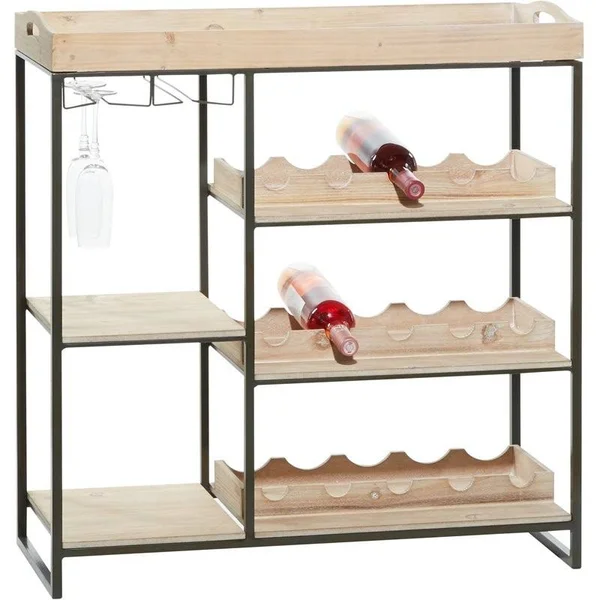 Leeds & Co 37.25x22H x 11.88x22w Brown Wood Farmhouse Standing Wine Rack