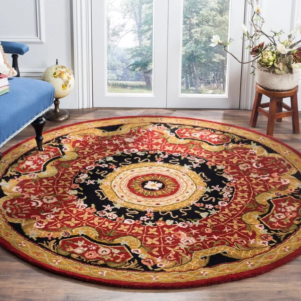 Safavieh Classic CL304B Burgundy, Black Rug 6& x 6& Round