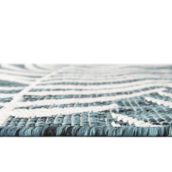Unique Loom Outdoor Palm Rug - 5& 0 x 8& 0 - Teal