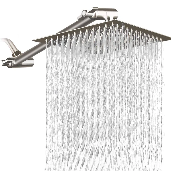 Mesun 12 inch Square Rain Showerhead with 11 inch Adjustable Extension Arm - Large Stainless Steel High Pressure Shower Head, Ultr