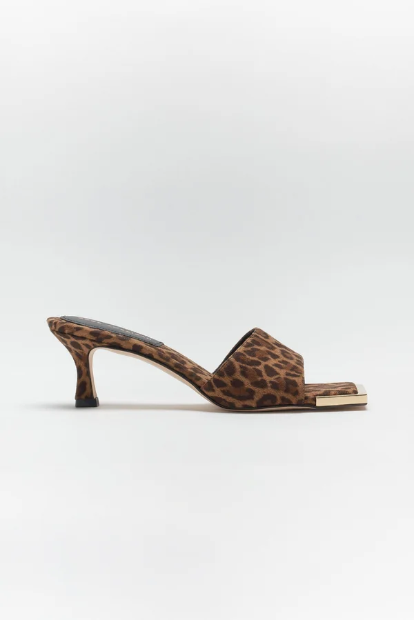 Women's Standout Square Toe Mule, Pale Leopard, Size 5, Good American, Khloé Kardashian