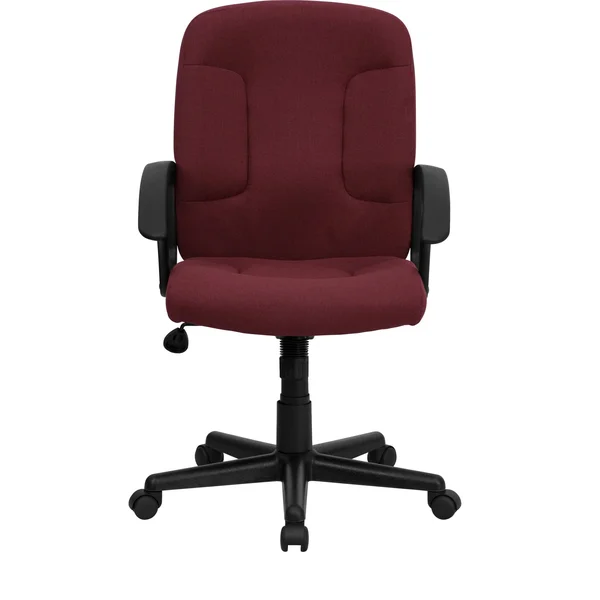 Mid-Back Fabric Executive Swivel Office Chair with Nylon Arms Burgundy
