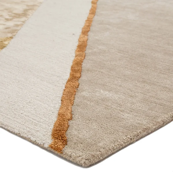 Mendel Handmade Geometric Yellow/ Gray Area Rug - 2' x 3'