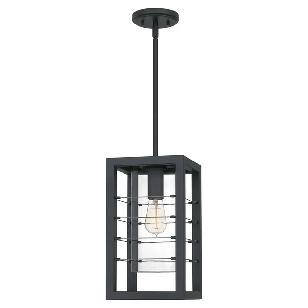 Quoizel Bimini 1-Light Earth Black Outdoor Hanging Lantern, BIM1908EK