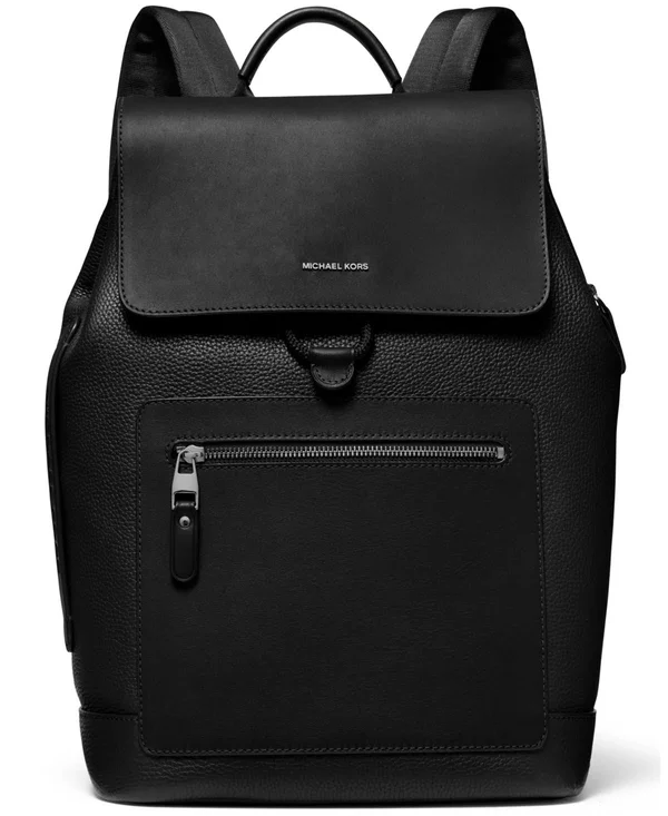 Michael Kors Hudson Pebbled Leather Backpack - Black - Backpacks