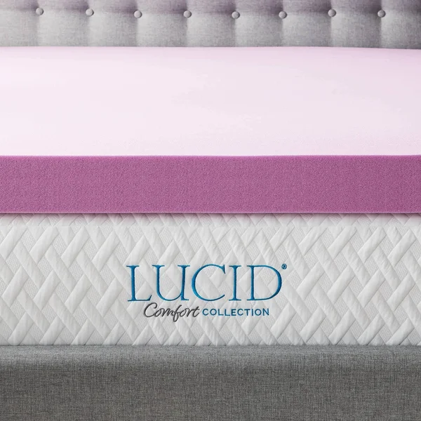 Lucid Comfort Collection 3x22 Lavender Memory Foam Topper - Queen