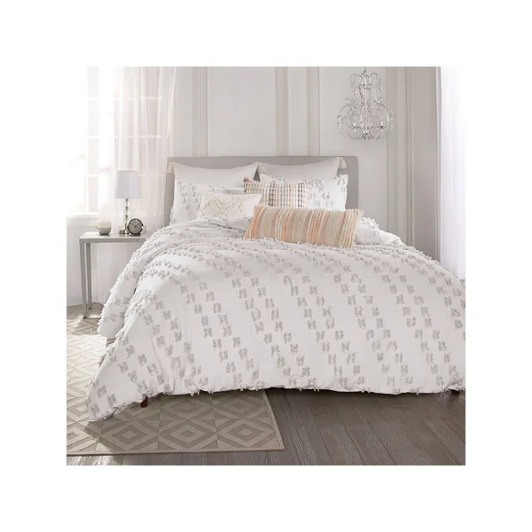 Peri Home Space Dyed Fringe Comforter Set - Queen - Gray