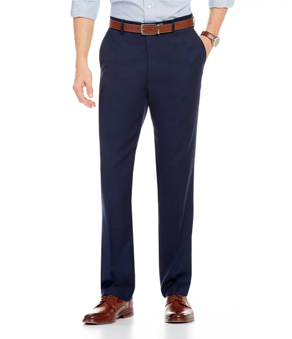 Roundtree Yorke Big Tall Travel Smart Comfort Classic Fit Flat Front Non-Iron Twill Dress Pants - 56 32