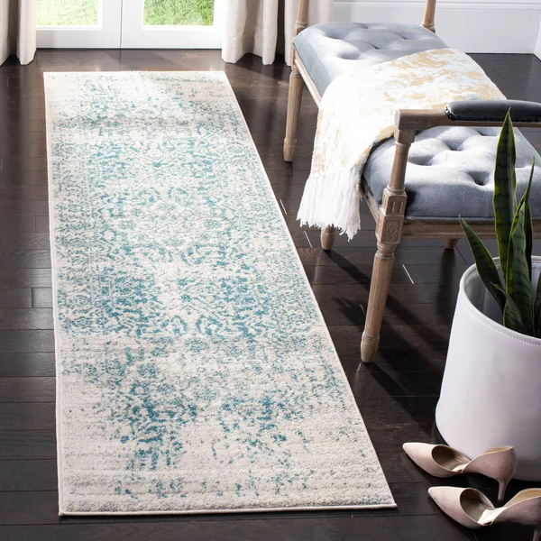 Safavieh Madison Rug Collection MAD603K - Turquoise - Ivory - 2&-3x22 x 20&