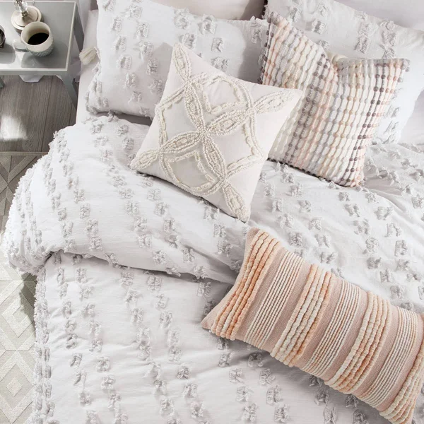 Peri Home Space Dyed Fringe Comforter Set - Queen - Gray