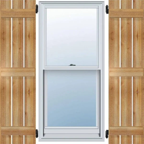 Ekena Millwork RBS06S23X064RWR 23x22W x 64x22H TimberCraft Four 5 3/8x22 Boards Spaced Board-n-Batten Shutters, Rough Sawn Weste