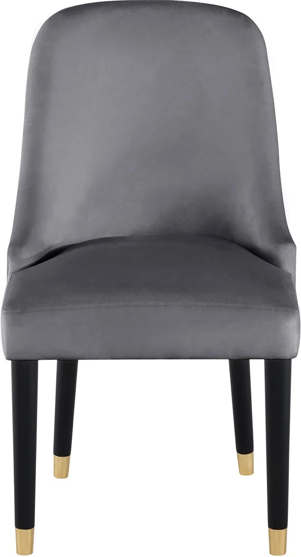 Meridian Omni Dining Chair Grey Velvetu0026 Espresso (Set of 2)