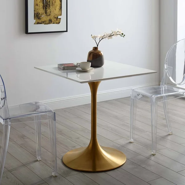 Modway Lippa 28x22 Square Wood Top Dining Table - White