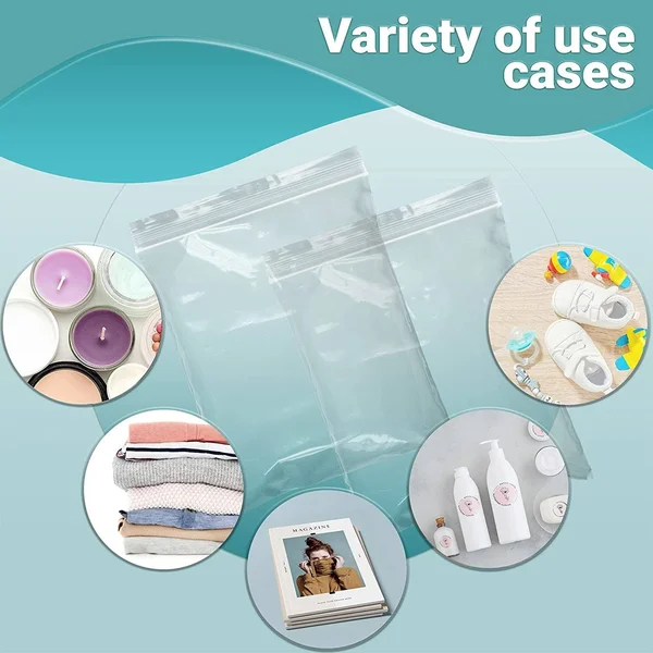 1000 Pack Clear Poly Zipper Bags 13x22 x 15x22 Heavy Duty Resealable Plastic Bags 2 Mil /w Single Track