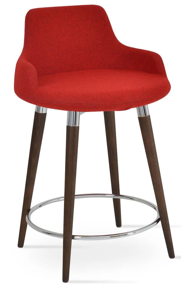 sohoConcept Dervish 29.5x22 Bar Stool Leg Color: Natural, Upholstery: Wool-Candy Apple Red