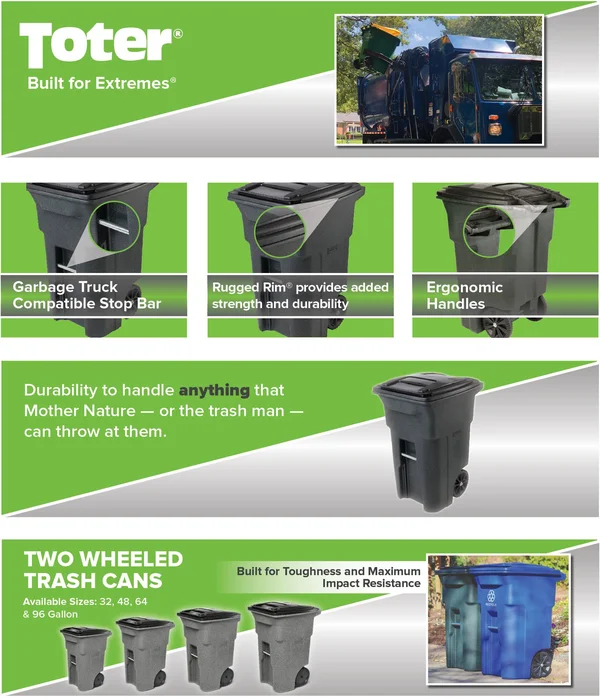 Toter Recycling Trash Can 64 gal. - Blue