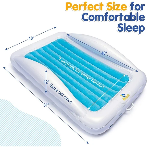 Sleepah Inflatable Toddler Travel Bed Inflatable & Portable Bed Air Mattress Set Blow Up Mattress for Kids with High Safety
